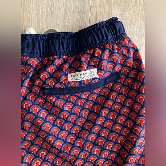 Fair Harbor Men’s The Anchor Swim Trunks Red Art Deco - Size Small - Picture 8 of 9